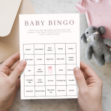 Carton de Bingo pour Baby Shower avec un Nœud Coqu