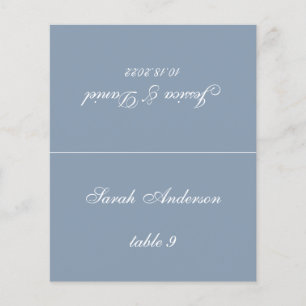 Papier Carton de table de mariage bleu poussière - Nom in