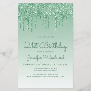 Papier Carton d'invitation 21e anniversaire Budget Glitte