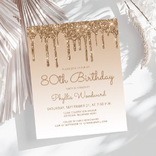 Papier Carton d'invitation 80 ans pas cher avec effet de