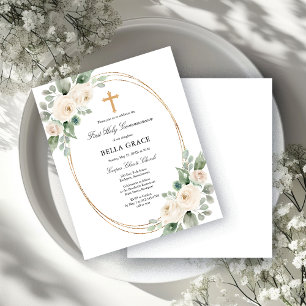Papier Carton d'invitation à la première communion à fleu