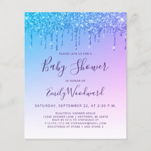 Papier Carton d'invitation à une baby shower arc-en-ciel