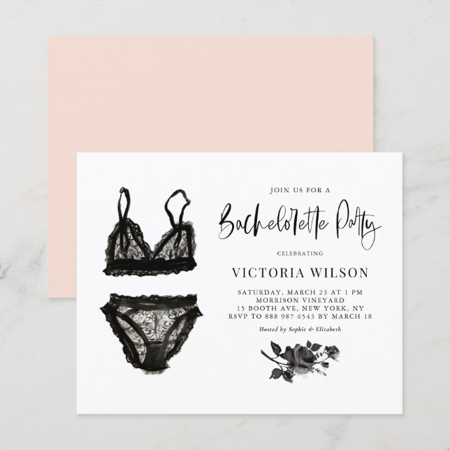 Papier Carton d'invitation à une soirée de bachelorette l (Devant / Derrière)