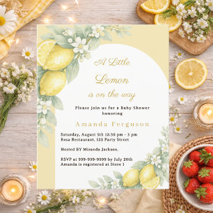 Papier Carton d'invitation Baby Shower été jaune citron c