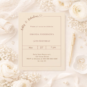 Papier Carton d'invitation d'anniversaire 50 ans et fabul