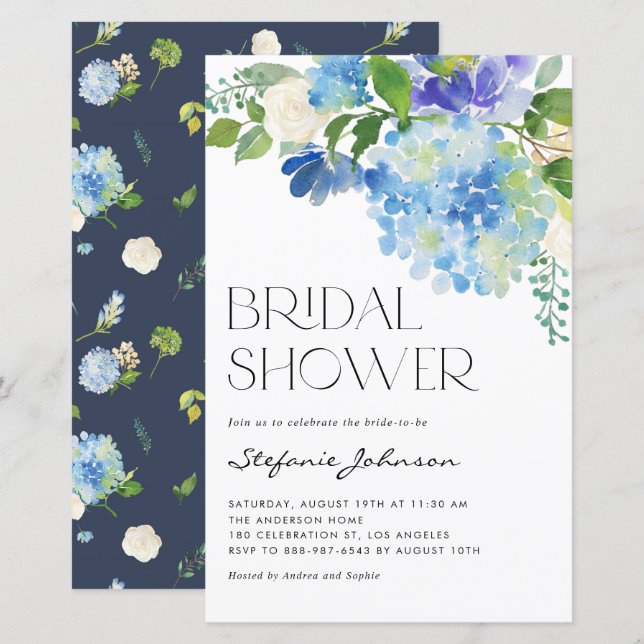 Papier Carton d'invitation de douche de mariée à l'aquare (Devant / Derrière)