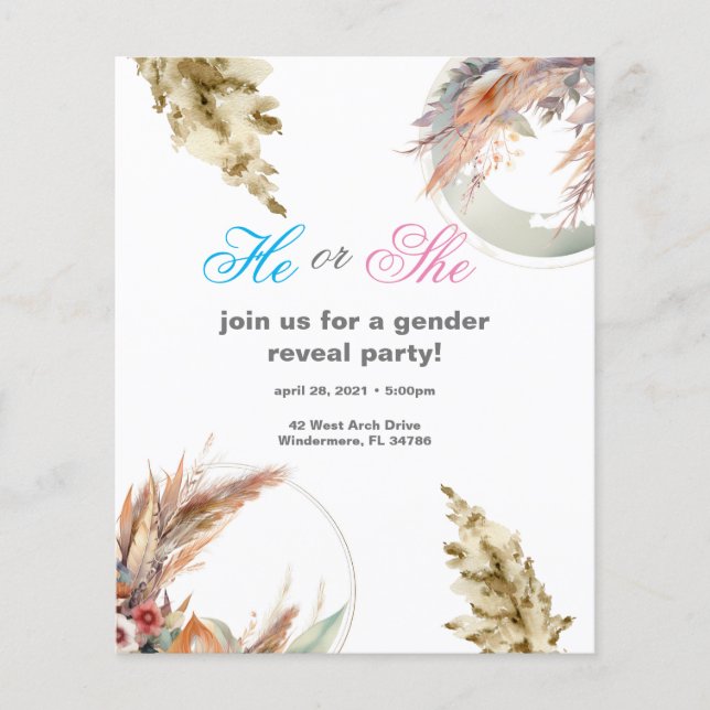 Papier Carton d'invitation de fête avec une révélation en (Devant)