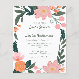 Papier Carton d'invitation de fiançailles floral rose ora