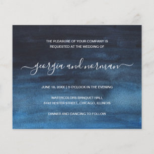 Papier Carton d'invitation de mariage à budget en bleu ma