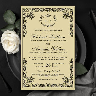 Papier Carton d'invitation de mariage à budget orné de pa