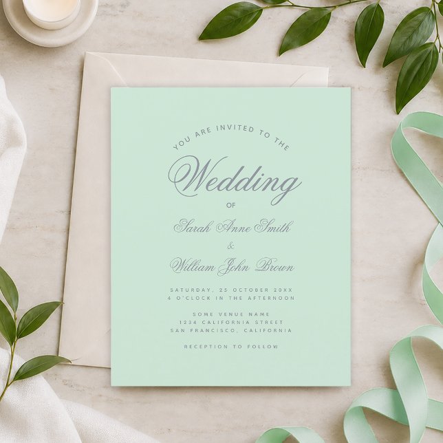 Papier Carton d'invitation de mariage à budget vert menth (Créateur téléchargé)