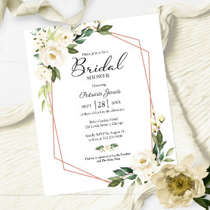 Papier Carton d'invitation de mariage à motif floral blan