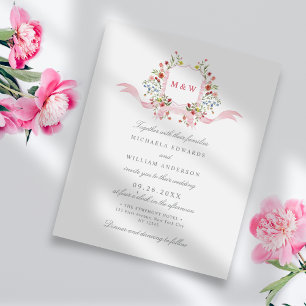 Papier Carton d'invitation de mariage au blason floral aq