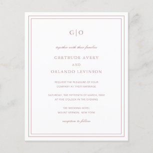 Papier Carton d'invitation de mariage élégant rose classi