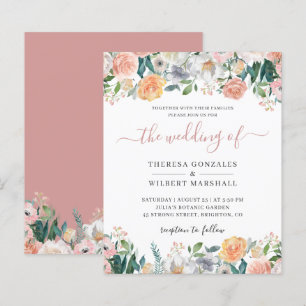 Papier Carton d'invitation de mariage floral Rose Poussié