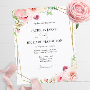 Papier Carton d'invitation de mariage géométrique floral 