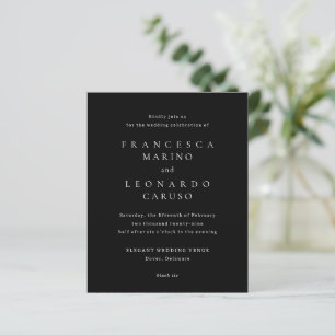Papier Carton d'invitation de mariage noir classique simp