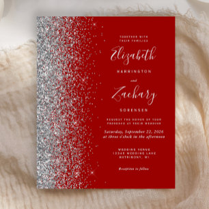 Papier Carton d'invitation de mariage pailleté argent cra