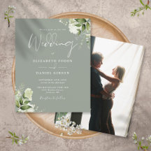 Carton d'invitation de mariage photo feuillage ver