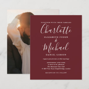 Papier Carton d'invitation de mariage photo rose bois ros