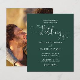 Papier Carton d'invitation de mariage photo Script Emeral