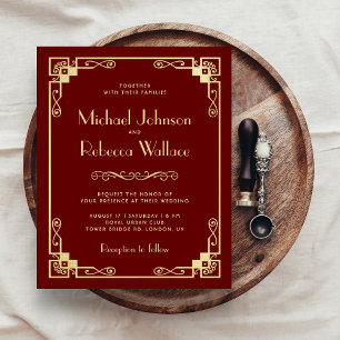 Papier Carton d'invitation de mariage rouge budget Art Dé