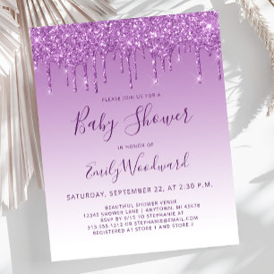Papier Carton d'invitation glamour à paillettes violettes