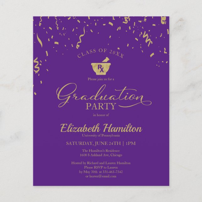 Papier Carton d'invitation pour la remise des diplômes de (Devant)