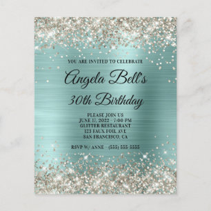 Papier Carton d'invitation Turquoise pâle avec paillettes