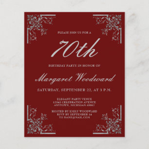 Papier Carton d'invitation vintage bordeaux argent pour a