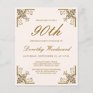 Papier Carton d'invitation vintage doré pour anniversaire