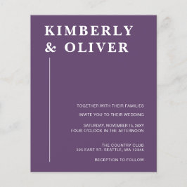 Papier Cartons d'invitation de mariage violet moderne à b