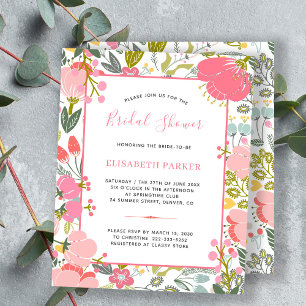 Papier Cartons d'invitation pas chers rose floral chic po