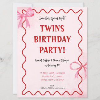 Papier Cartons d'invitation pour un 1er anniversaire rose