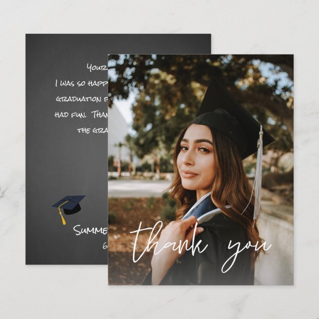 Papier Casquette ChalkboardV Merci de diplôme photo budge (Devant / Derrière)