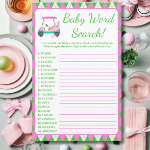 Papier Casse-tête de mots de Baby Shower Golf Cart élégan