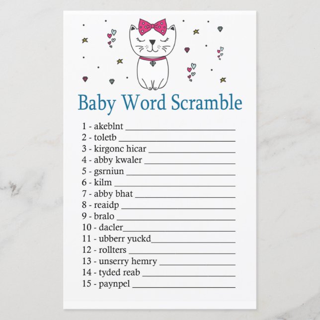 Papier Cat ou Kitten Baby mot scramble jeu (Devant)