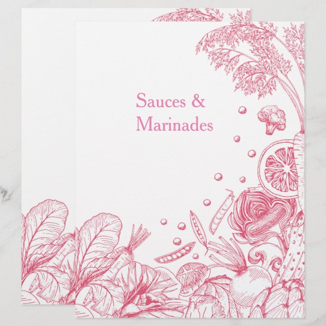 Papier Catégorie de recettes de légumes roses dessinés à  (Devant / Derrière)