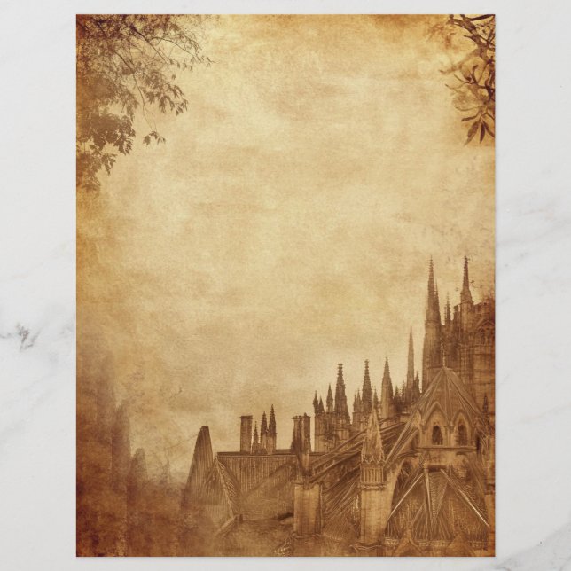 Papier Cathédrale gothique médiévale Vintage Sepia (Devant)