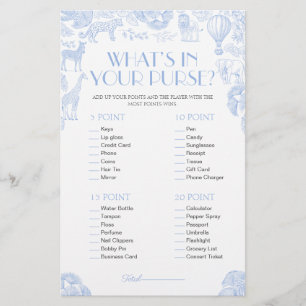 Papier Ce qui dans votre sac à main Baby shower de garçon