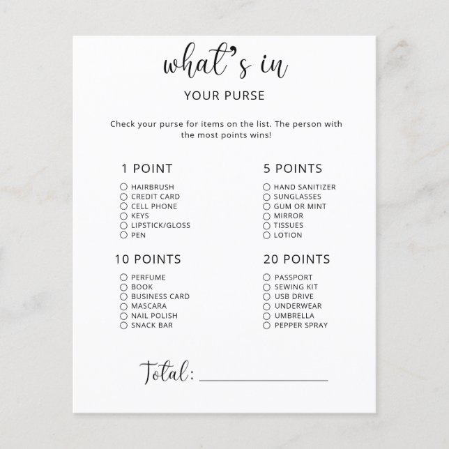 Papier Ce qui se trouve dans votre baby shower (Devant)
