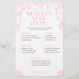 Papier Ce qui se trouve sur votre téléphone Baby shower C