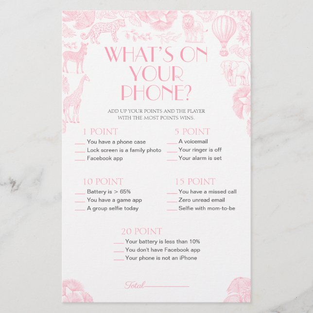 Papier Ce qui se trouve sur votre téléphone Baby shower C (Devant)