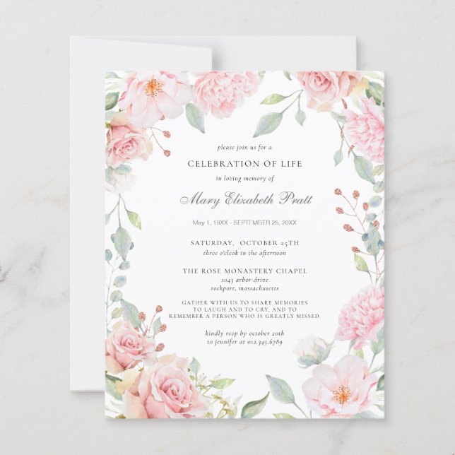Papier Célébration budgétaire de la vie rose florale Invi (Devant)