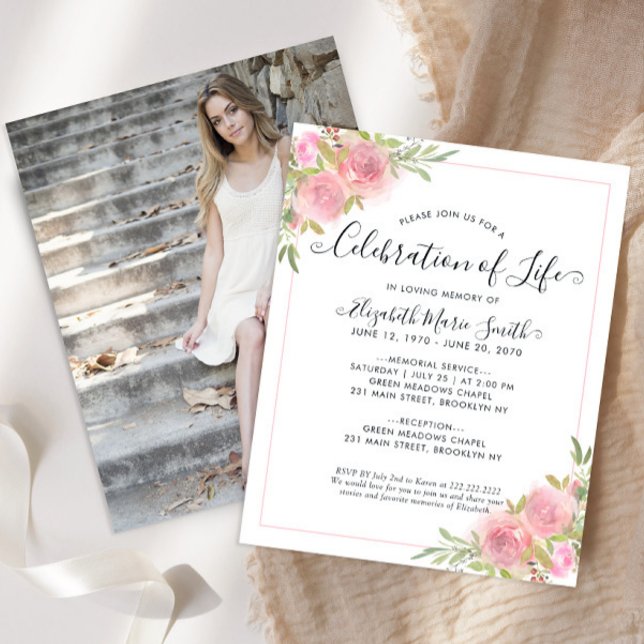 Papier Célébration budgétaire de la vie rose Photo funéra (Créateur téléchargé)