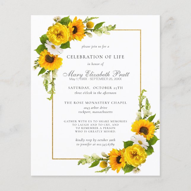 Papier Célébration budgétaire de la vie Tournesols Invita (Devant)