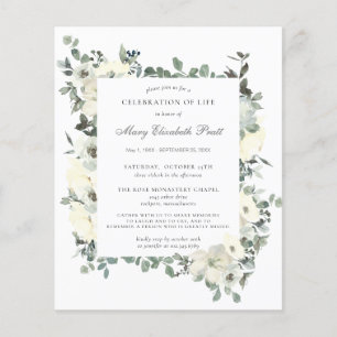 Papier Célébration budgétaire de la vie White Floral Invi