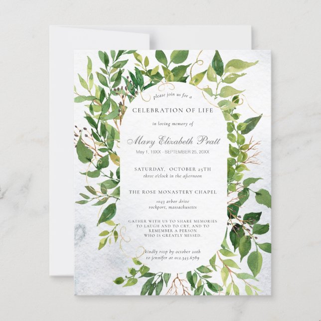 Papier Célébration des funérailles de la vie (Devant)