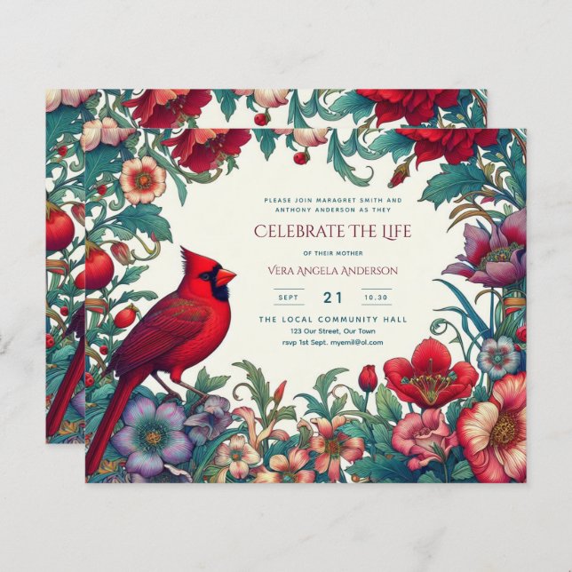 Papier Célébration du cardinal rouge du monument funérair (Devant / Derrière)