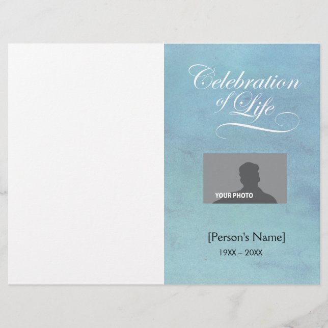 Papier Celebration of Life Memorial Program blue watercol (Devant)